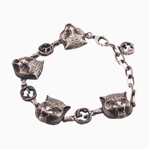 528028 Garden Cat Head Bracelet Silver Mens Z0005465 from Gucci