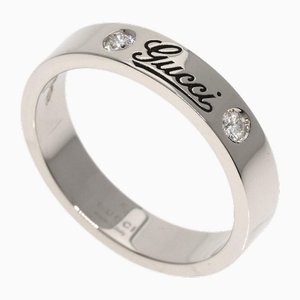 Icon Print 2P Diamond Ring in White Gold from Gucci