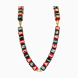 Balenciaga Symbole Collier Vert Rouge Multicolore Hacker Project 677088i12r2 Ras Du Cou En Plastique Gp Balenciaga Bloc Chaîne De Verrouillage GG de Gucci