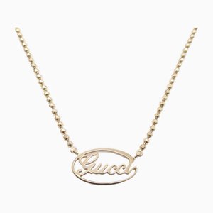 Collana con placca ovale con logo in oro di Gucci