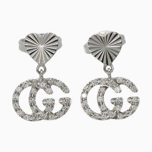 Gucci Gg Running Diamond Earrings K18 White Gold Ladies, Set of 2