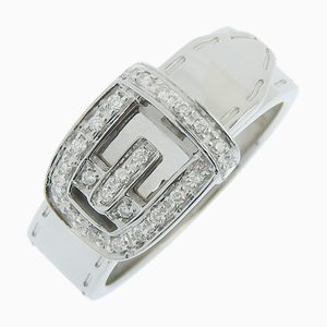 Anillo de cinturón GUCCI tamaño 10.5 K18 oro blanco x diamante hecho en Italia aprox. 9,7 g para mujeres