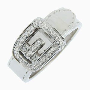 Bague ceinture GUCCI taille 10,5 K18 or blanc x diamant fabriqué en Italie env. 9.7g dames