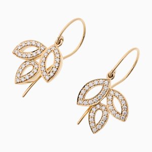 Harry Winston Lily Cluster Wire Diamond Ladies K18 Yellow Gold Earrings, Set of 2