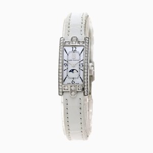 Avcqmp16ww001 Avenue C Mini Moon Phase reloj K18 de oro blanco / cuero para mujer de Harry Winston