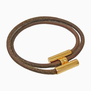 Tournis Leather and Metal Bangle from Hermes