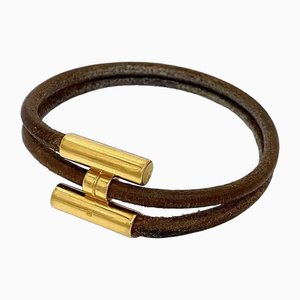 Tourni Tresse Brown & Gold Bracelet from Hermes