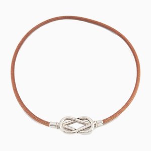Natural Silver Leather & Metal Bangle from Hermes