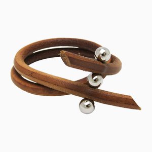 Roulette Hill Leather and Metal Bangle from Hermes