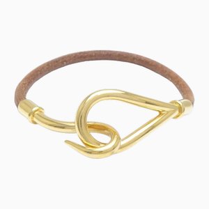 Brown & Gold Leather Bracelet from Hermes