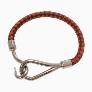 Bracelet HERMES jumbo cuir marron orange argent