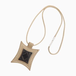 Beige Touareg Halskette aus Leder & Silber von Hermes