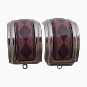 Pendientes Hermes esmalte cloisonné / metal plateado x morado para mujer, Juego de 2