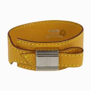 Hermes Artemis Brazalete Notación Tamaño M Chevre Sistema amarillo Accesorios de metal plateado Producto vendido