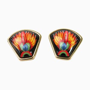 Hermes Earrings Cloisonne Metal/Enamel Gold/Black/Multicolor Women's, Set of 2