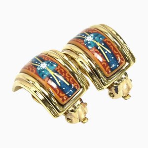 Hermes Earrings Cloisonne Metal/Enamel Gold X Multicolor Women's, Set of 2