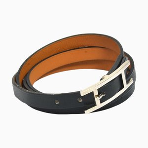 Bracelet HERMES Api Cuir/Métal Noir/Argent Unisexe e56014g