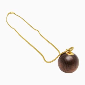 Metal & Wood Serie Wood Ball Pendant Necklace from Hermes