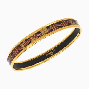 Armreif Email Pm Gold Schwarz Rot Gp Cloisonne Armband Ribbon Pattern Womens Flat von Hermes