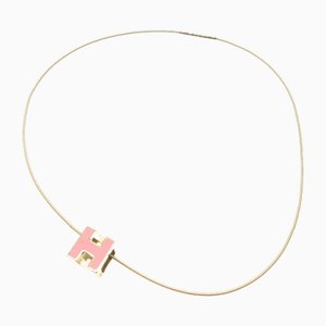 H Cube Metal Pink and Silver Necklace from Hermes