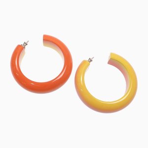 Fusion Lacquer Wood Pink, Orange & Yellow Earrings, Set of 2