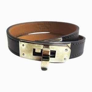 Kelly Bracelet in Silver Metal and Leather from Hermes