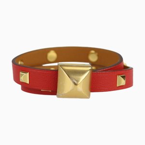Medor Anfini Clute Double Tour Bracelet Notation Size T2 Vaud Swift Red Series Gold Bangle Metal Fittings C Engraved from Hermes