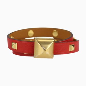 Medor Anfini Clute Double Tour Pulsera Notación Tamaño T2 Vaud Swift Red Series Brazalete dorado Accesorios de metal C Grabado de Hermes