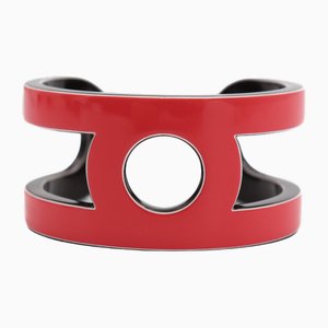 Lacquer Wood Pink & Black Cuff Bangle from Hermes