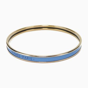 Uni Metal Enamel Gold Blue Bracelet from Hermes