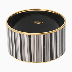 Enamel TGM Bangle Striped Pattern Gray Womens Gp Bracelet from Hermes