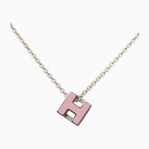 Collar H Cube de metal rosa y plata de Hermes