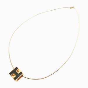 H Cube Metal & Pink Gold Necklace from Hermes