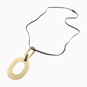 Isumu Buffalo Horn Metal Black Gold Necklace 0056 from Hermes