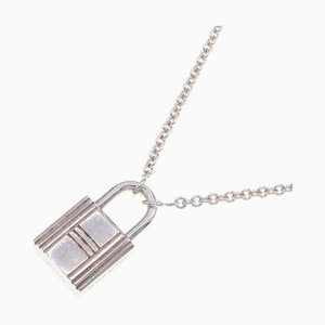 HERMES Necklace Cadena Motif SV Sterling Silver 925 Pendant Choker Kadena Padlock