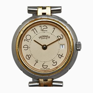 Reloj para dama de acero inoxidable con esfera Profile Date de cuarzo y marfil de Hermes