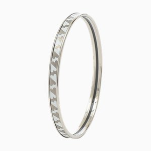 Enamel Bracelet Bangle Carte Ajoue Silver White from Hermes