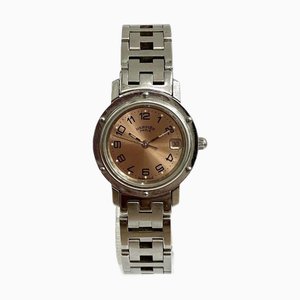 HERMES Clipper CL4.210 Quartz Pink Gold Dial Watch Ladies