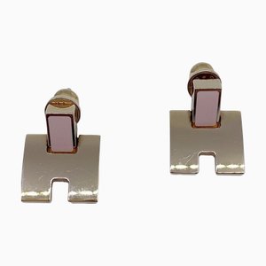 Hermes Earrings Irene Metal Enamel Pink Gold X Women's Unisex, Set of 2