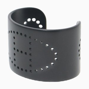 Accessoire de Manchette pour Bracelet Jonc T2 Evelyn Logo Punching Noir en Aluminium de Hermes