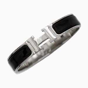 HERMES bangle click crack PM silver black metal bracelet ladies accessory fashion