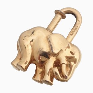 Pendente con ciondolo a forma di elefante in metallo dorato di Hermes
