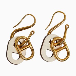 Hermes Haut Maillon Chaine D'Ancre Earrings Gold Plated Women's, Set of 2