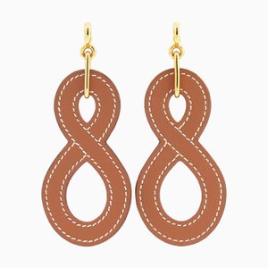 Boucles d'Oreilles Hermes Entrelac Gm Doré Vaux Swift Z Gravé pour Femme, Set de 2