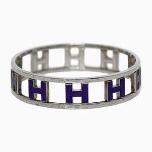 Rondo Ash Silver Blue H Reversible Bracelet from Hermes