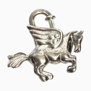 HERMES Pegasus Cadena Collier Charm Pendentif Sac 1993 Limitée Couleur Argent Porte-clés Top Petit AQ6450