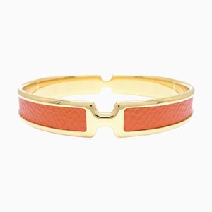 HERMES Olympe Armreif Orange x Gold GP Plated 290844