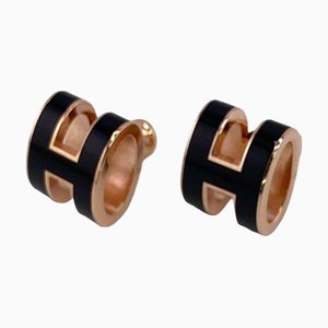 Hermes Pop Ash H Earrings Black Ladies Z0005182, Set of 2