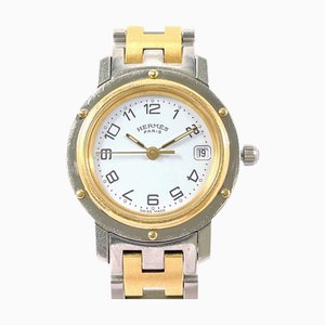 HERMES Clipper Used Watch Stainless Steel GP CL4.220 Ladies Silver