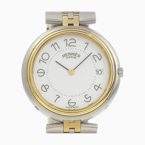 HERMES Profile Watch vintage combinato in acciaio inossidabile x oro placcato argento quadrante analogico ragazzi quadrante bianco